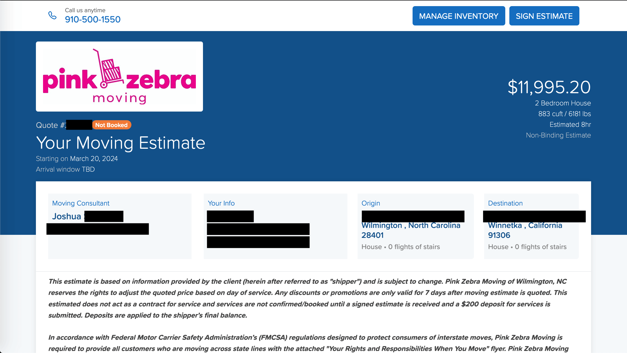 Pink Zebra Moving Quote Review - Moving Feedback